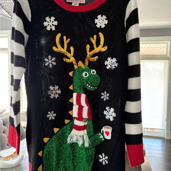 Happy HOLIDAYS , mother and child both sz large bling not ugly beautiful sweater - Picture 4 of 13